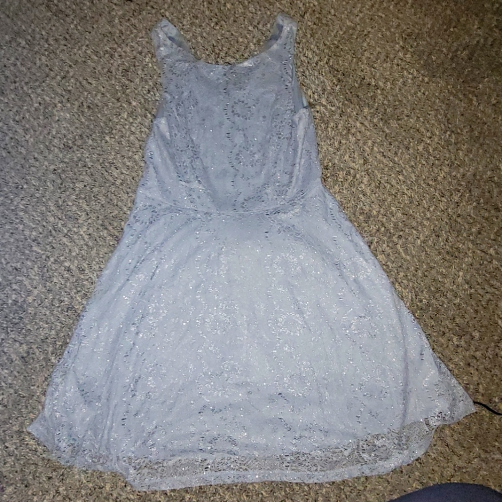SPEECHLESS grayish blue sparkly lace mini dress size medium